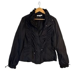Kenneth Cole New York Women's Long Sleeve Ruched Full Zip Jacket Size M Black
